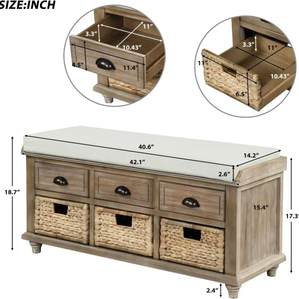 Wood Storage Bench with Hidden Compartment