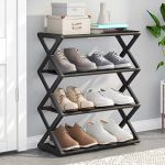 4-tier X-shaped shoe storage rack for organizing shoes in closets entryways bedrooms and small spaces
