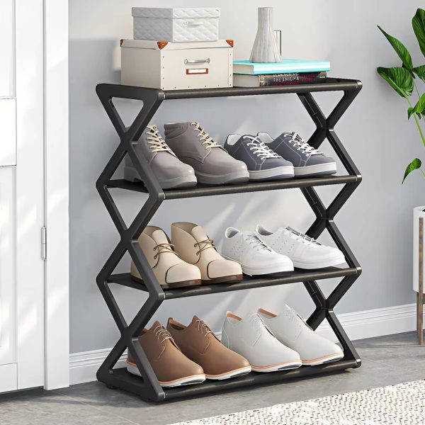 4-Tier X-Shaped Shoe Storage Rack