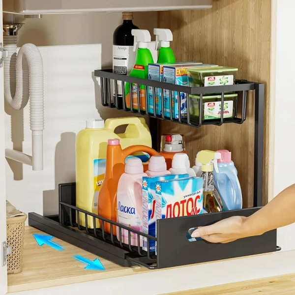 2 Tier Sliding Under Sink Organizer