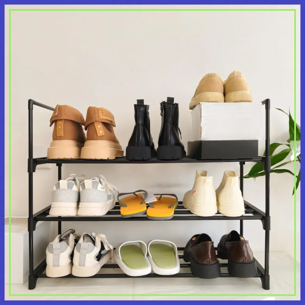 3-Tier Metal Shoe Rack – Space Saving Organizer